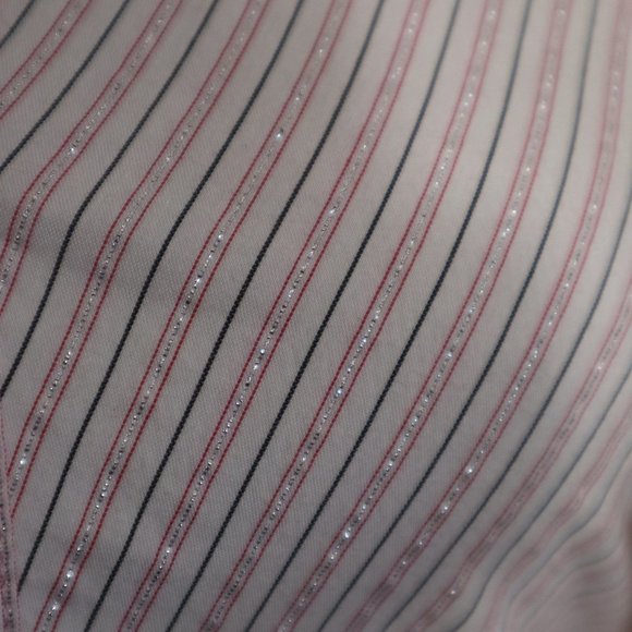 Express White Long Sleeved Shirt with Black, Red & Silver Pinstripes, Size Small - Picture 5 of 6
